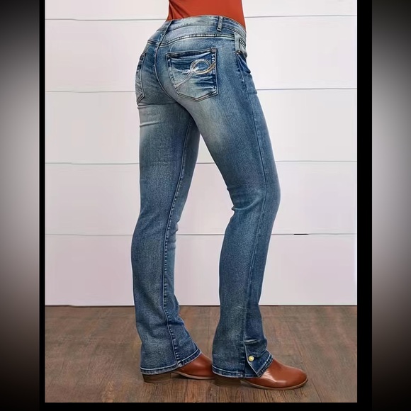 Barbed Wire Pocket Jeans, Buttons on Bootcut Opening, Size M - RARE! - Picture 3 of 6